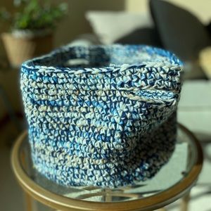Handmade Crochet storage basket gift holidays toys books towels multi use.